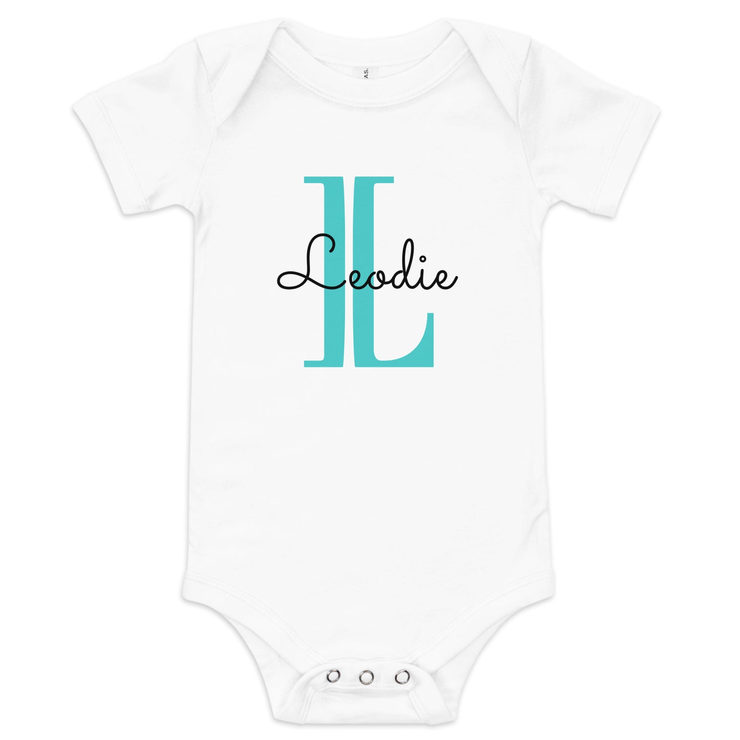Leodie Overlay Monogram Baby Onesie White