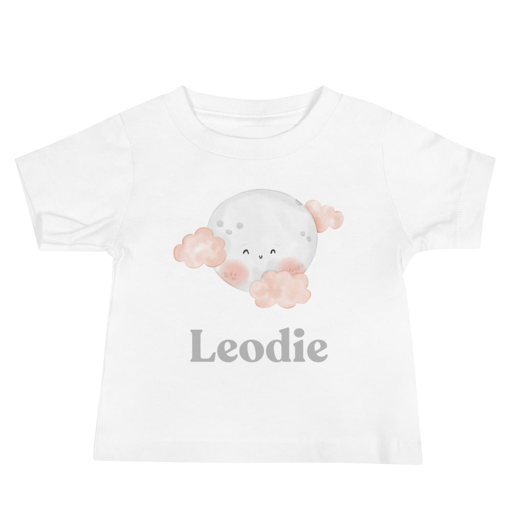 Leodie Pink Cloud Moon Baby Tee White