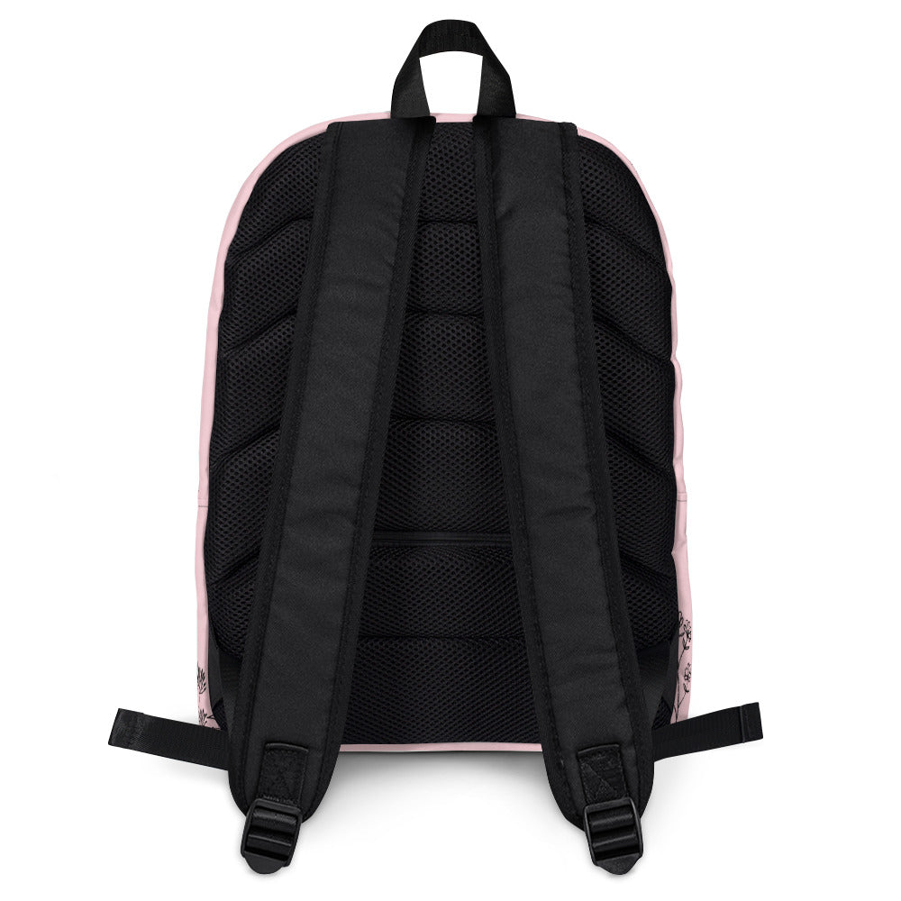 Leodie Pink Wildflower Backpack Back