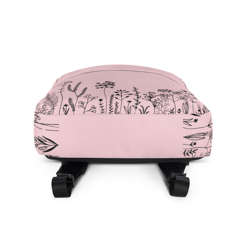 Leodie Pink Wildflower Backpack Bottom
