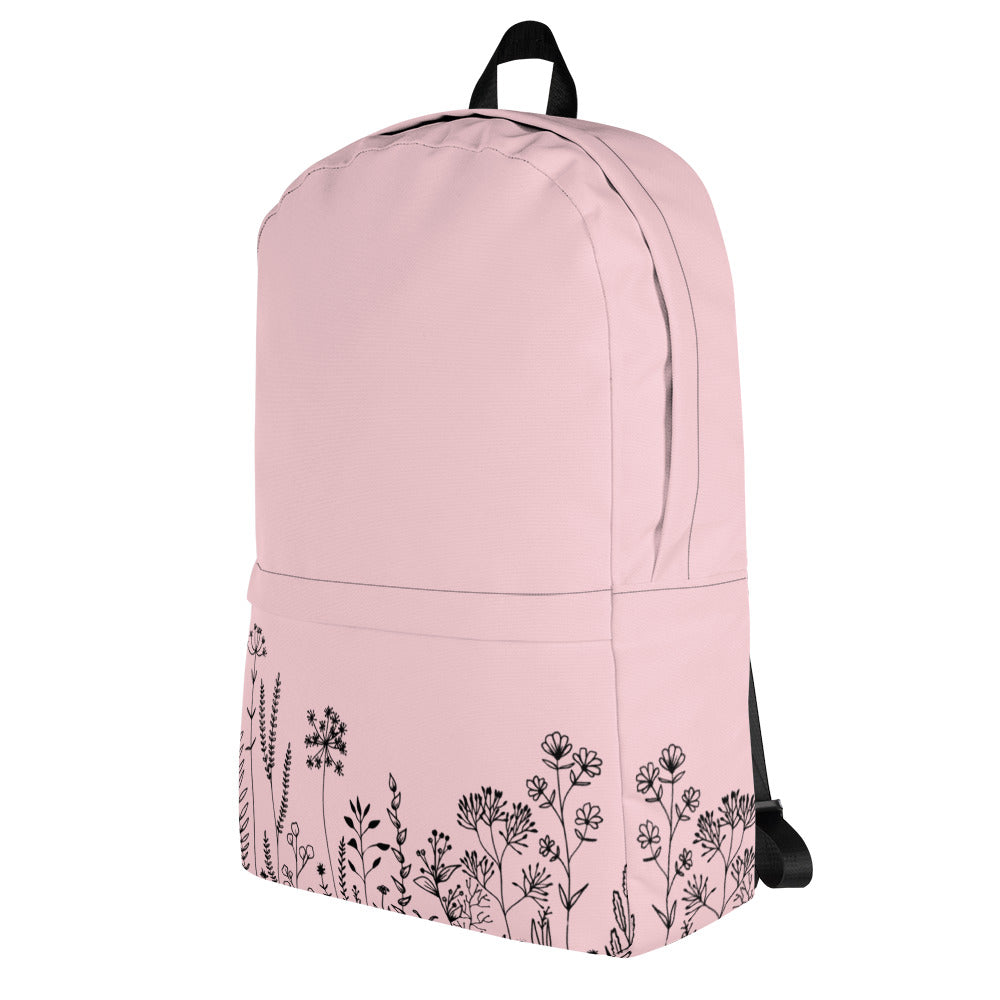 Leodie Pink Wildflower Backpack Left