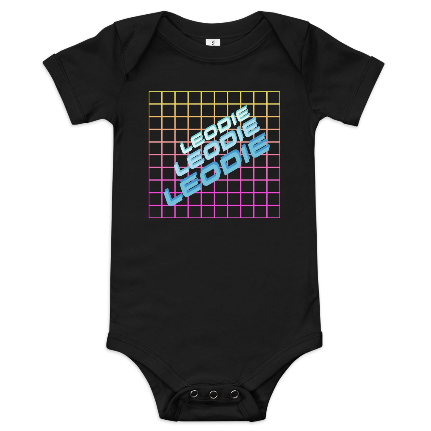 Leodie Retro Grid Baby Onesie Black
