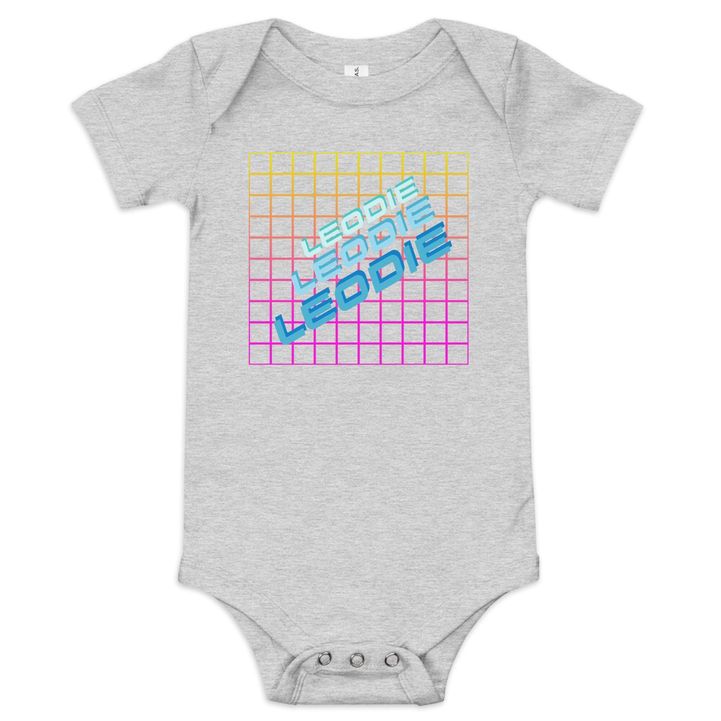 Leodie Retro Grid Baby Onesie Grey