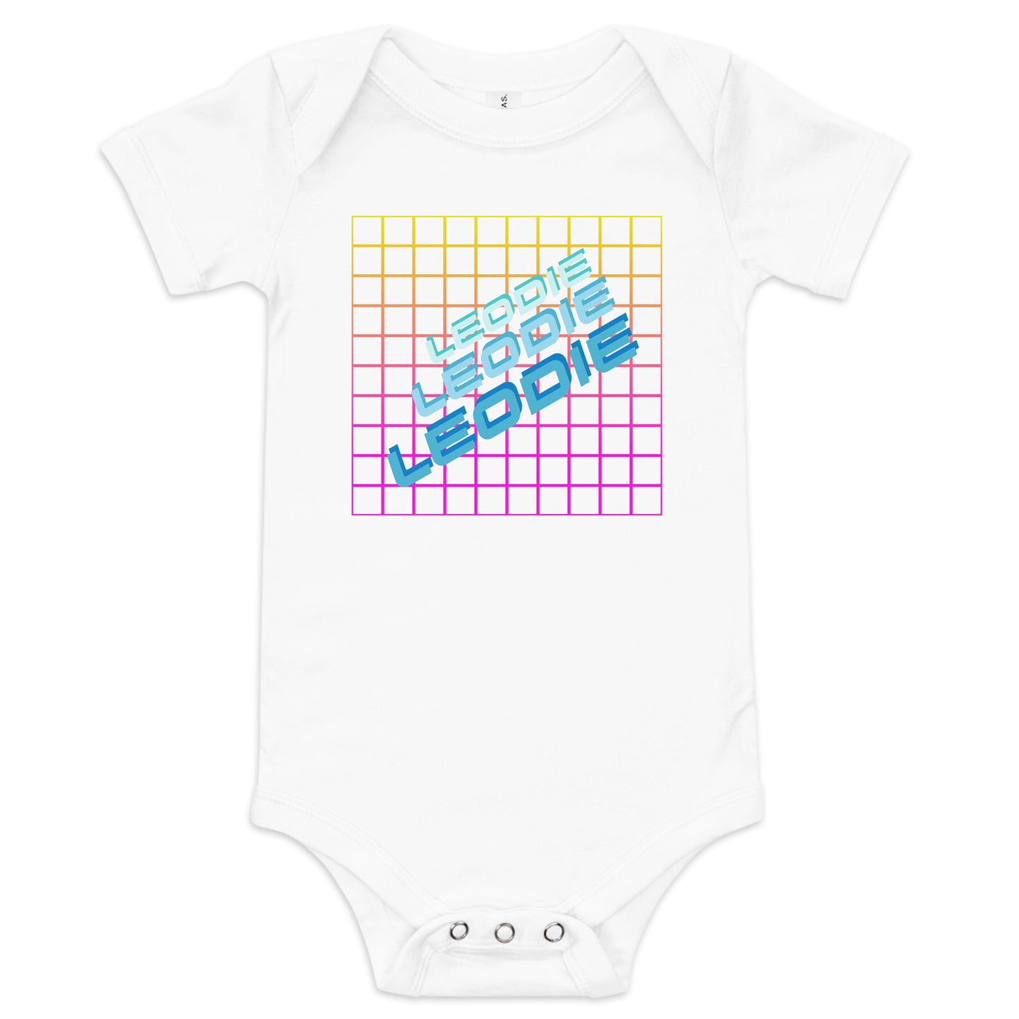 Leodie Retro Grid Baby Onesie White