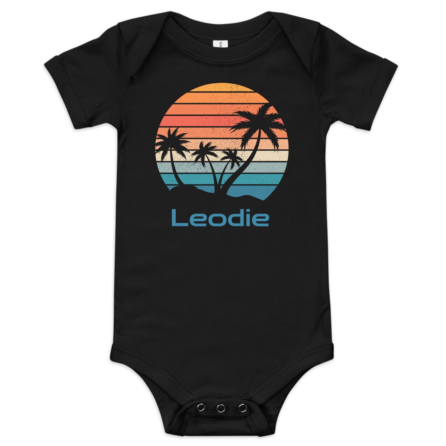 Leodie Customizable Retro Sunset Baby Onesie Black