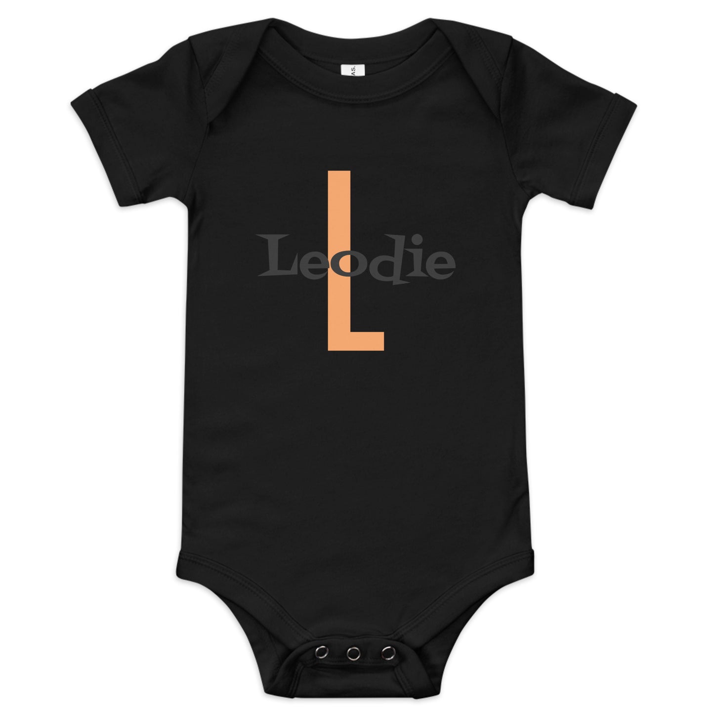 Leodie Shag Overlay Monogram Baby Onesie Black