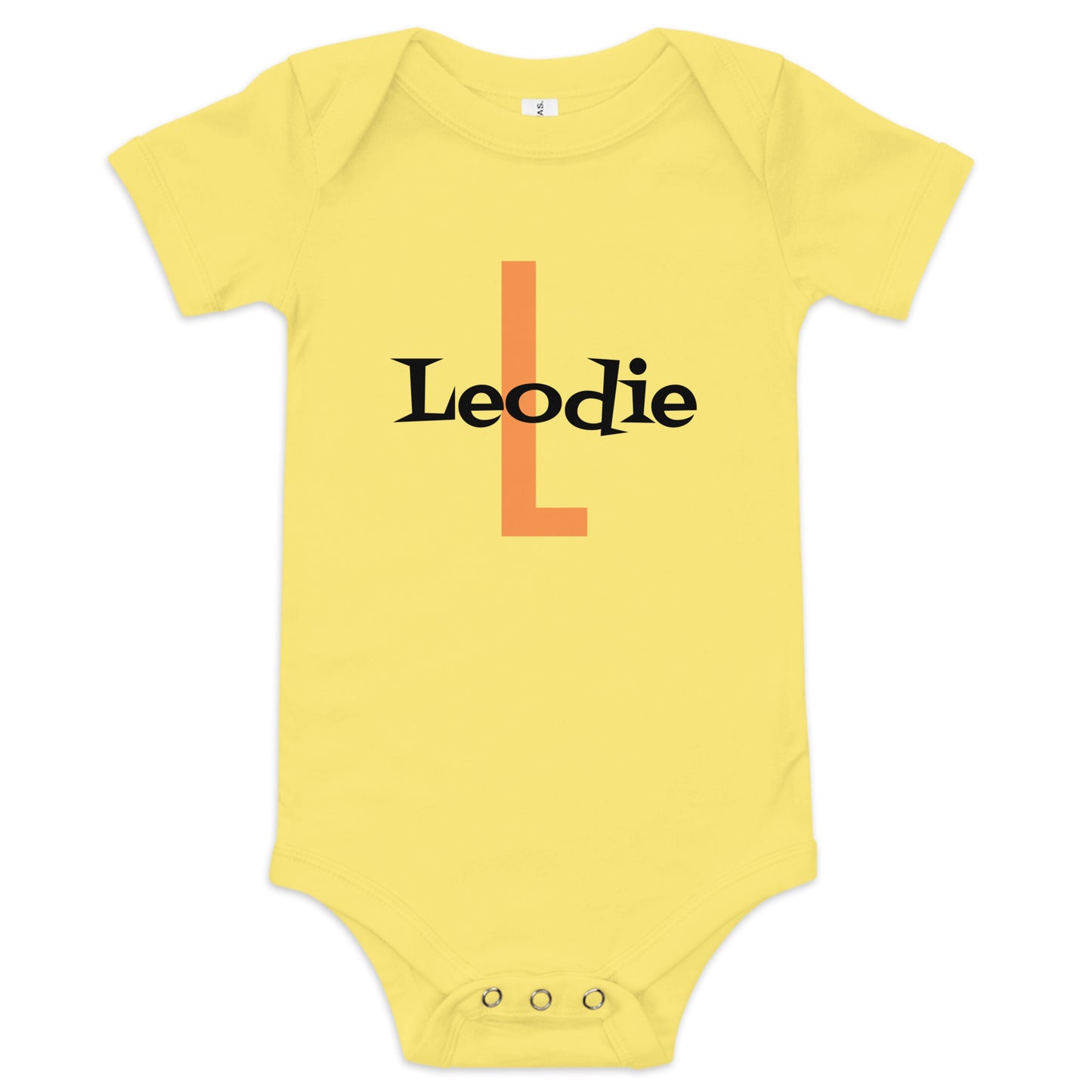 Leodie Shag Overlay Monogram Baby Onesie Yellow
