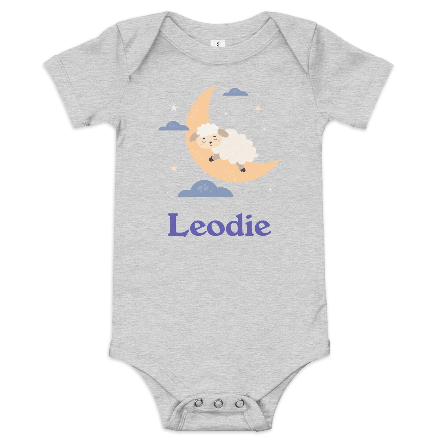 Leodie Sleepy Lamb Crescent Moon Baby Onesie Grey