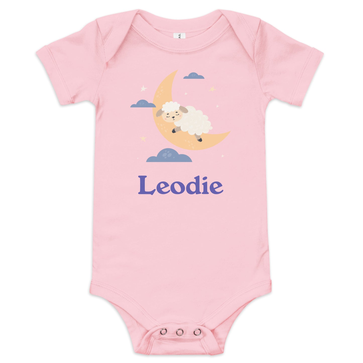 Leodie Sleepy Lamb Crescent Moon Baby Onesie Pink