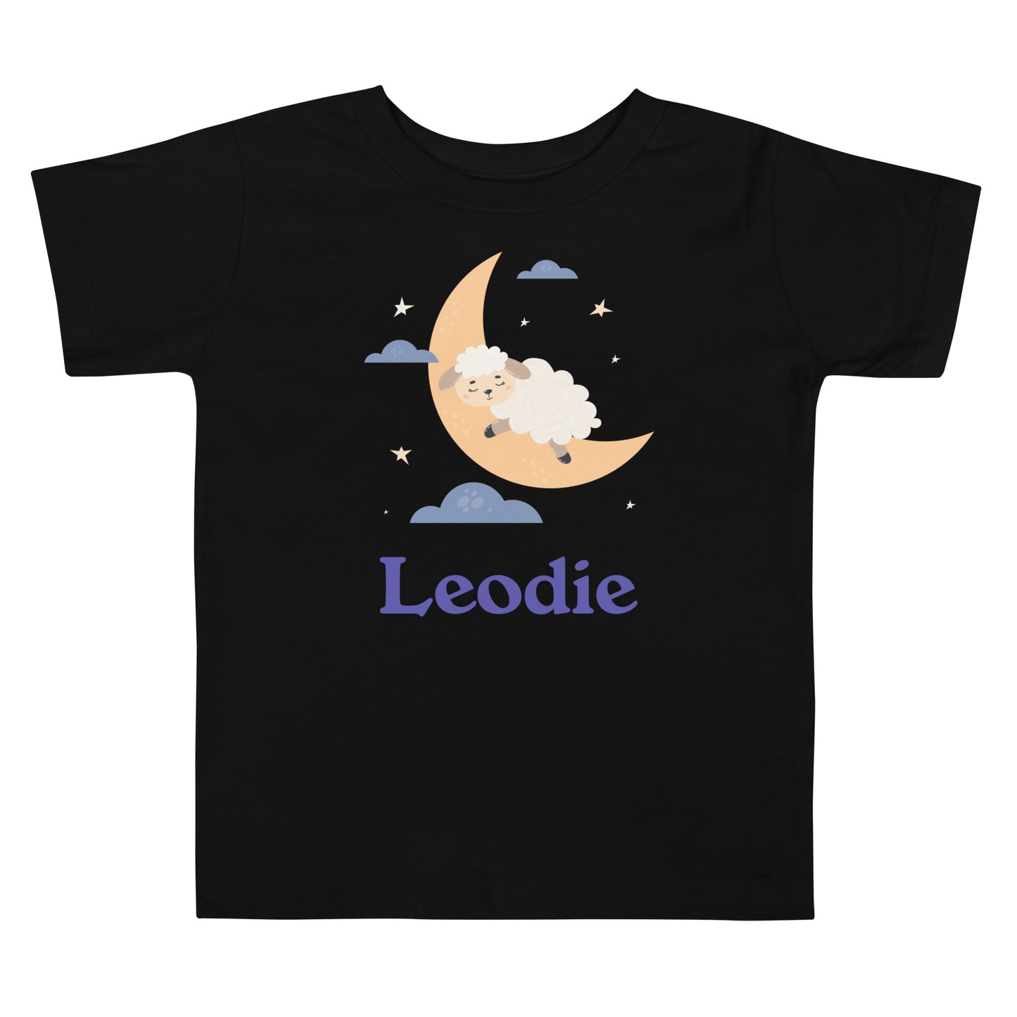 Leodie Sleepy Lamb Crescent Moon Toddler Tee Black