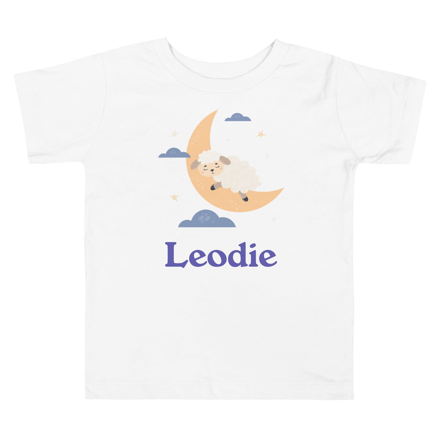 Leodie Sleepy Lamb Crescent Moon Toddler Tee White