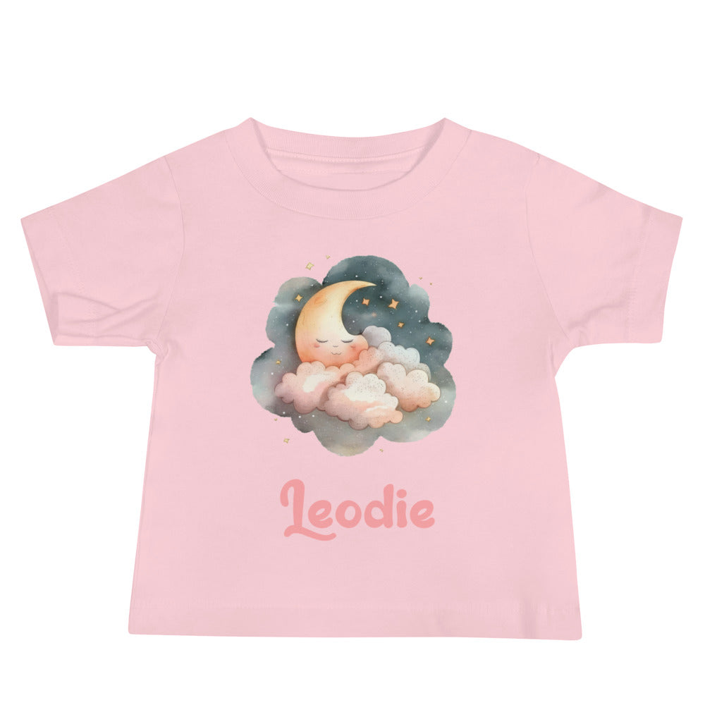 Leodie Sleepy Moon Pink Clouds Baby Tee Pink