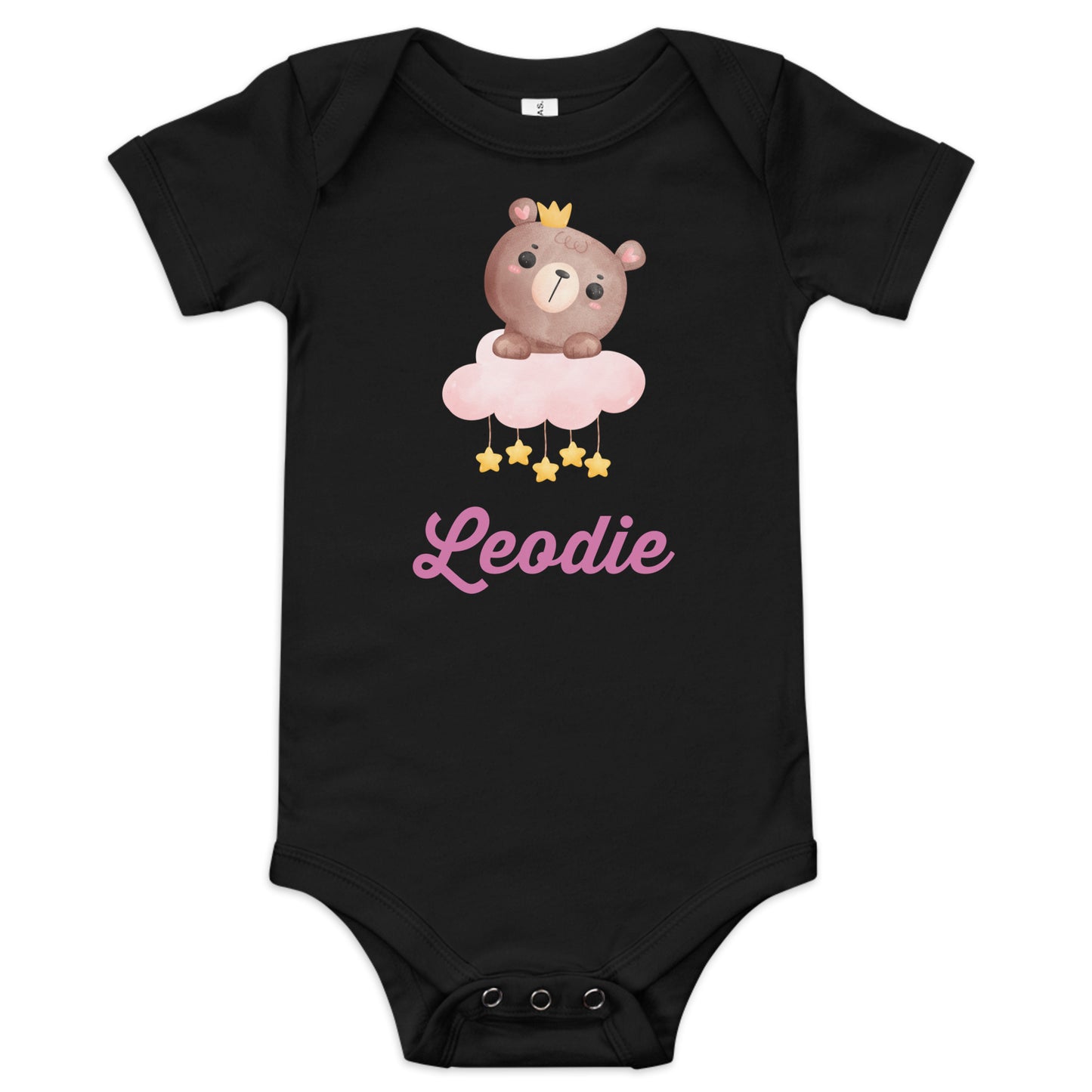 Leodie Starry Princess Bear Baby Onesie Black