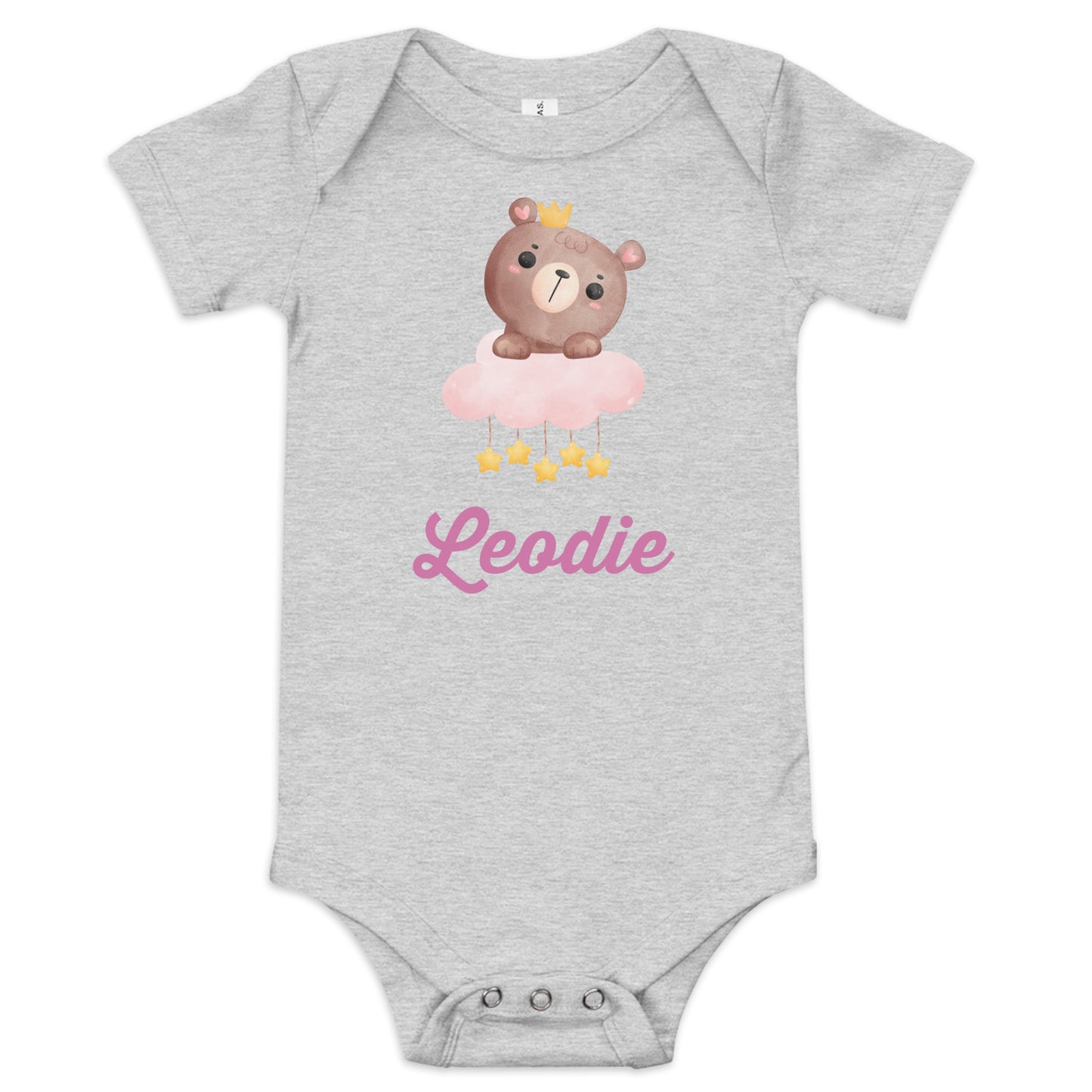 Leodie Starry Princess Bear Baby Onesie Grey