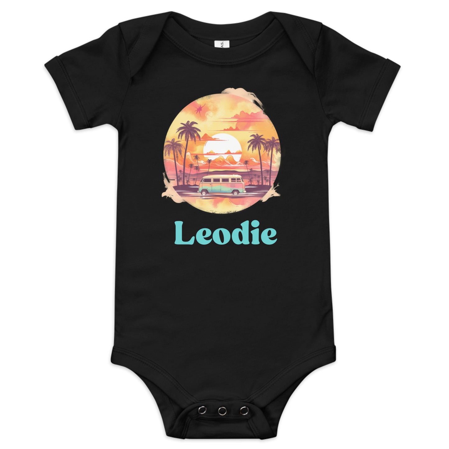 Leodie Summer Adventure Baby Onesie Black