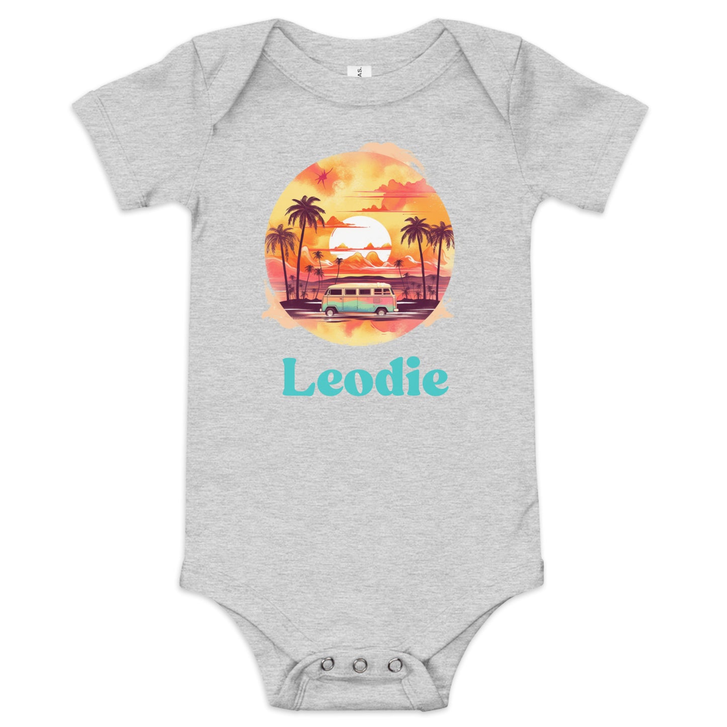 Leodie Summer Adventure Baby Onesie Grey