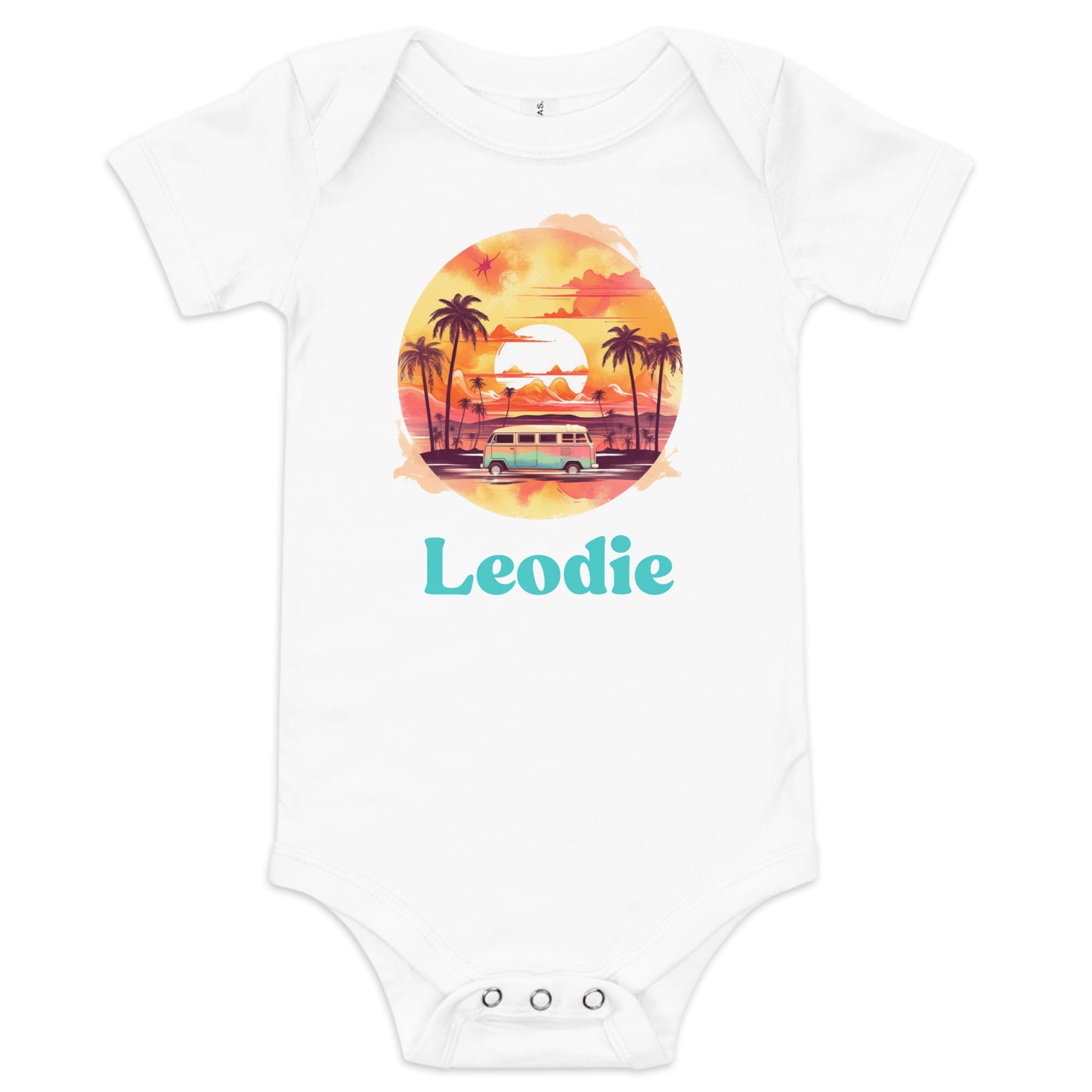 Leodie Summer Adventure Baby Onesie White
