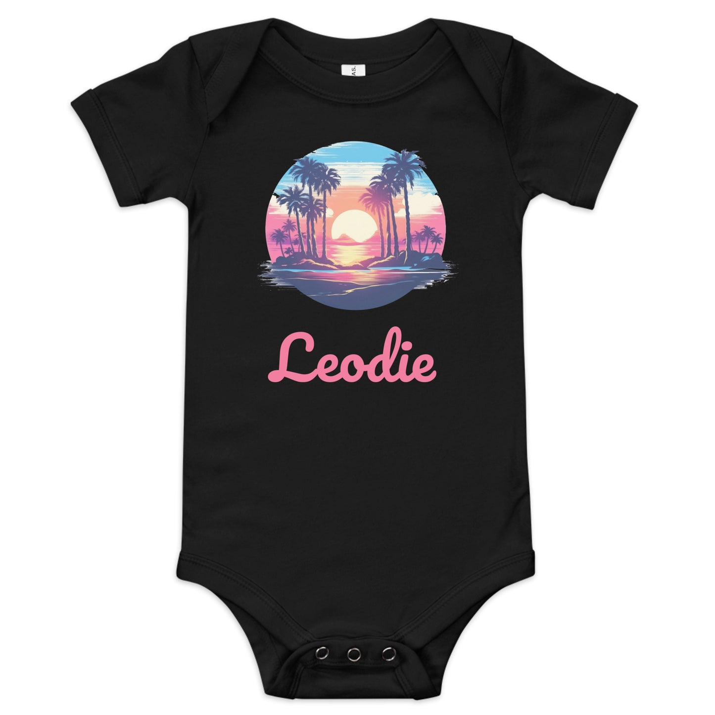 Leodie Sunset Island Baby Onesie Black