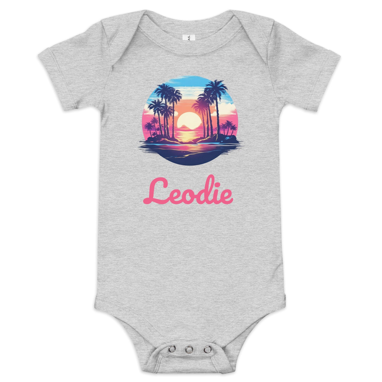 Leodie Sunset Island Baby Onesie Grey