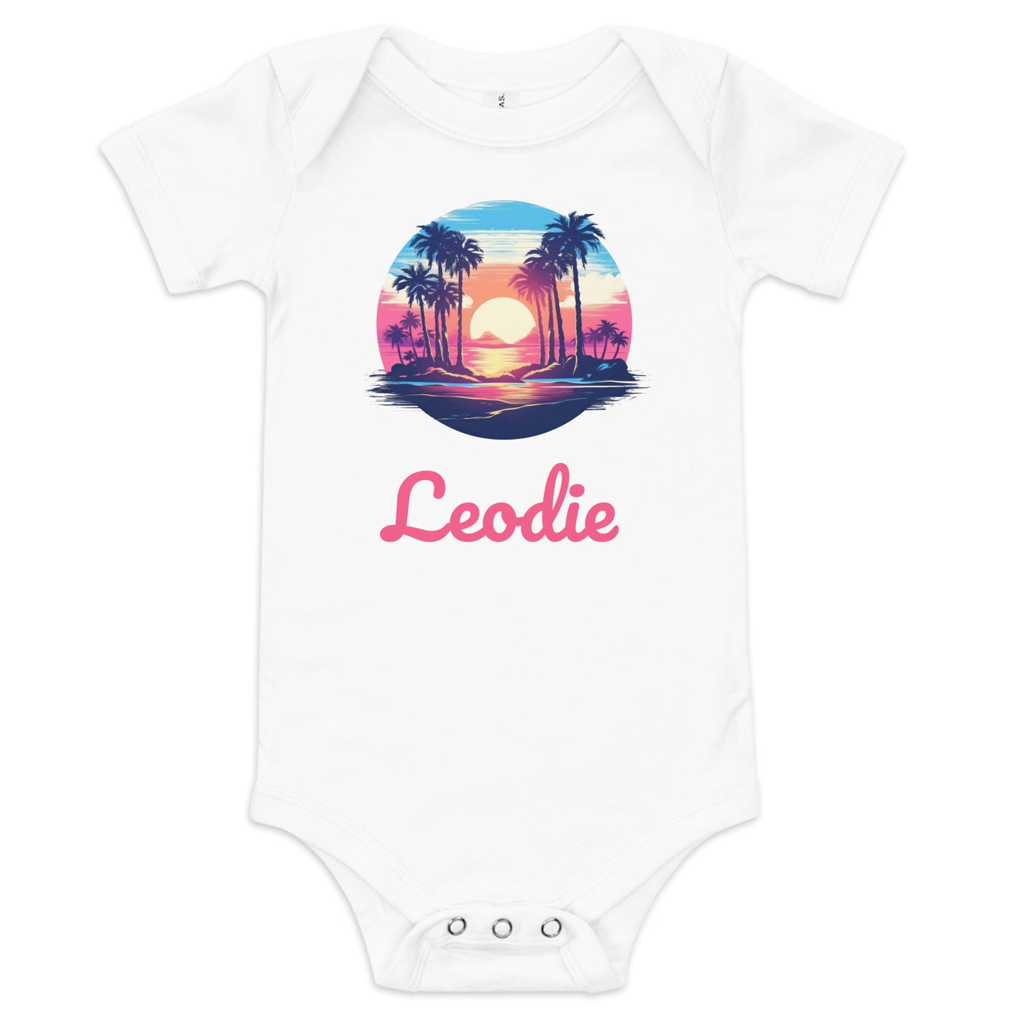 Leodie Sunset Island Baby Onesie White
