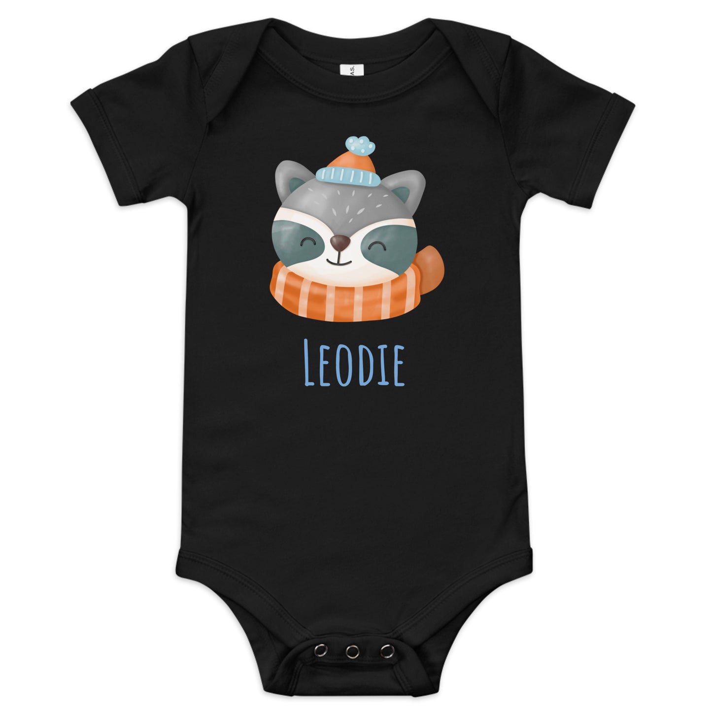 Winter Racoon Baby Onesie Black