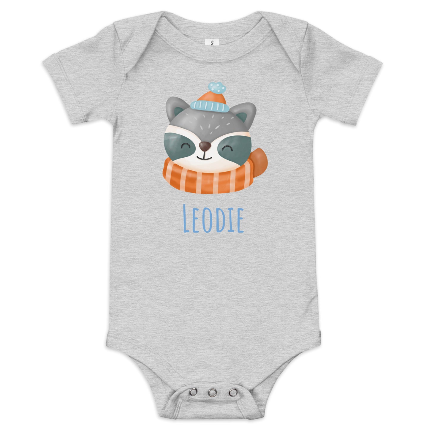 Winter Racoon Baby Onesie Grey