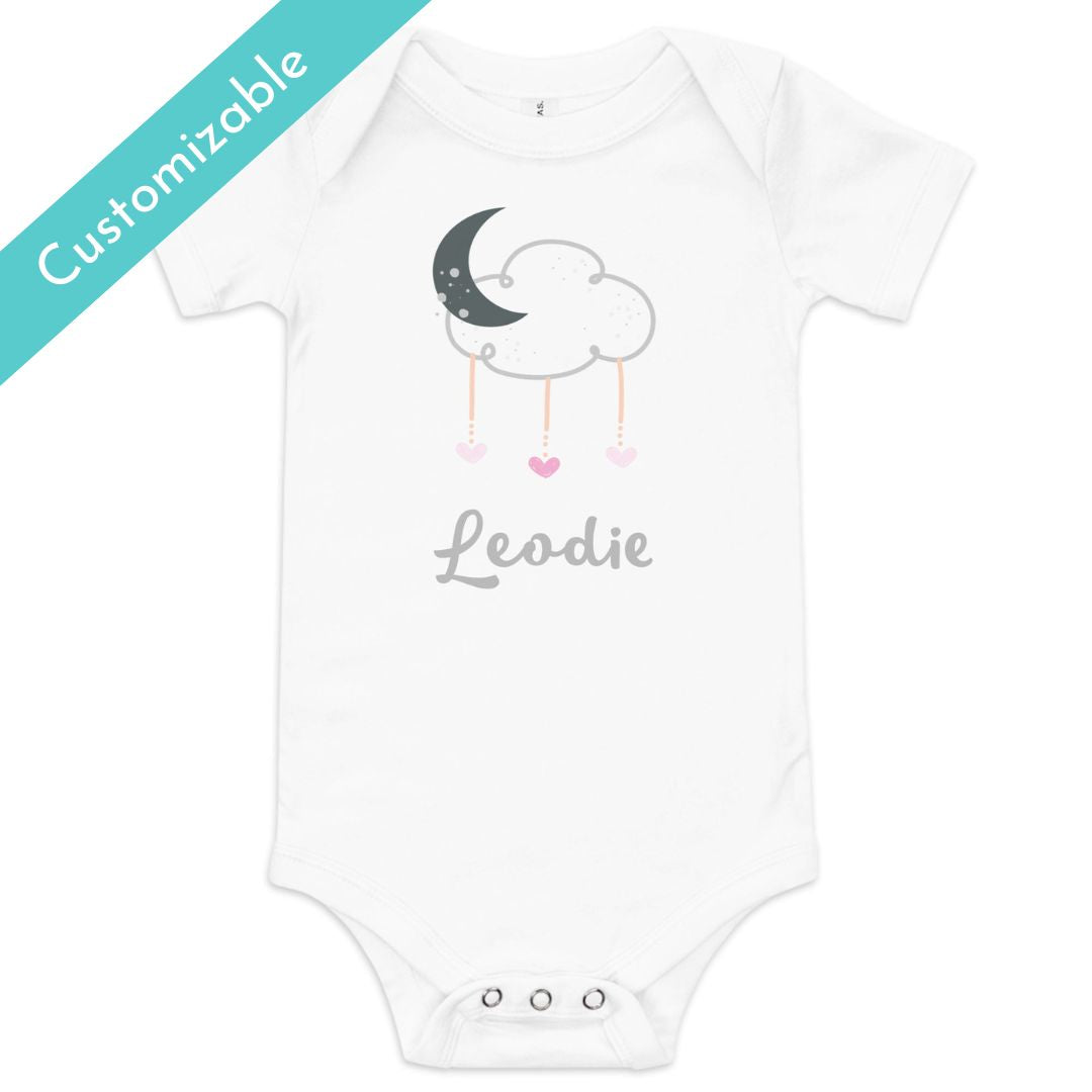 Moon Cloud and Heart Baby Onesie White