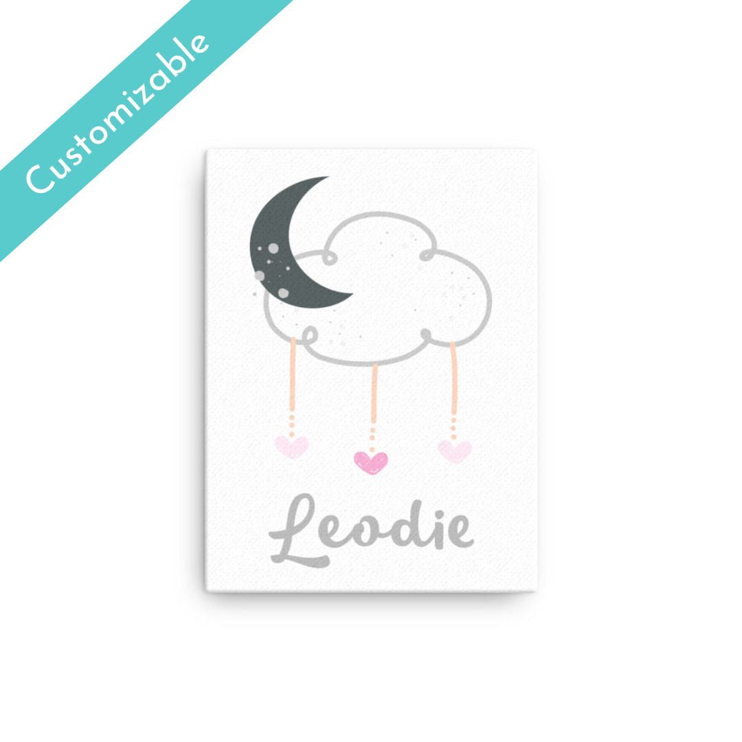 Moon Cloud and Heart Thin Canvas Print 12x16