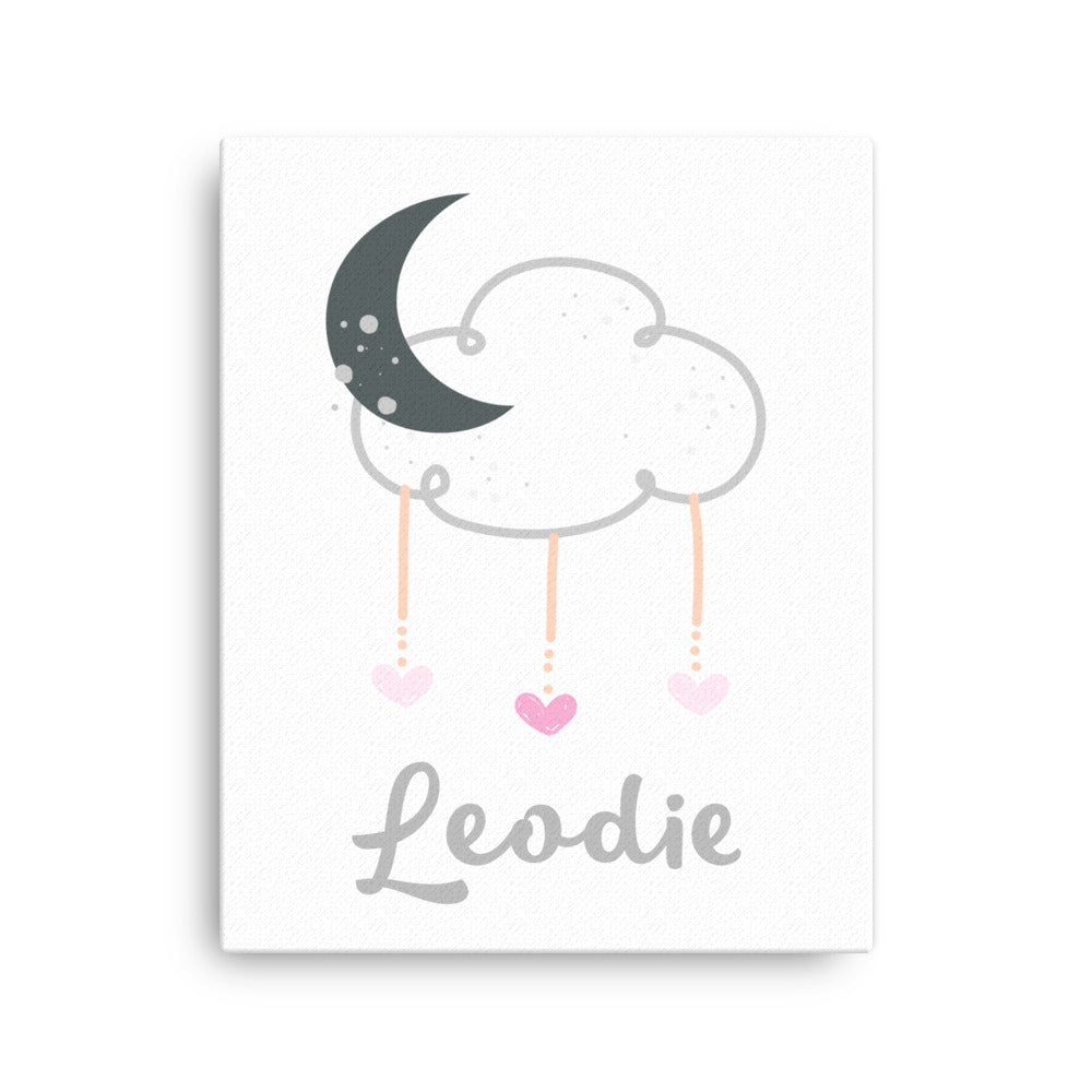 Moon Cloud and Heart Thin Canvas Print 16x20