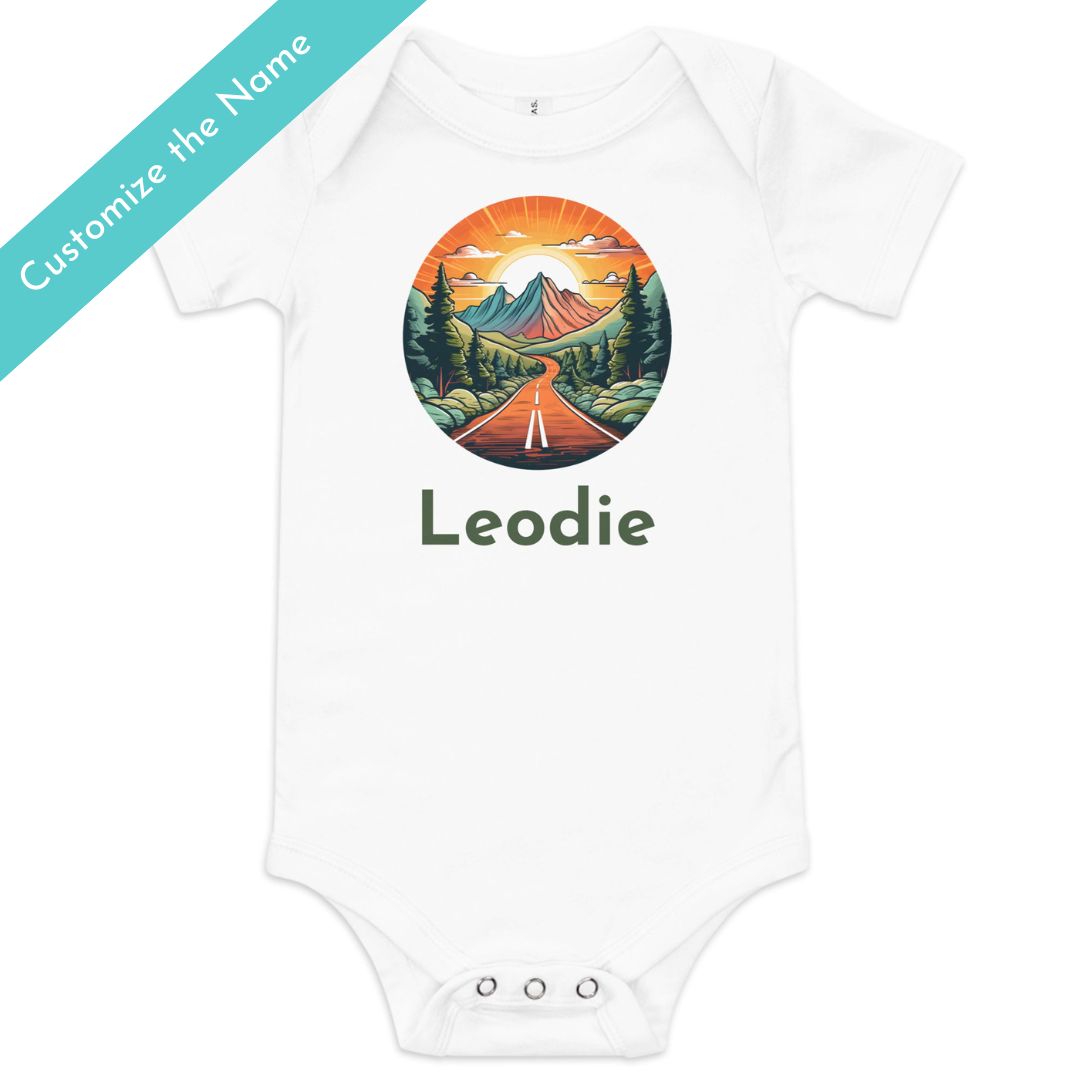 Sunset Mountain Highway Baby Onesie White
