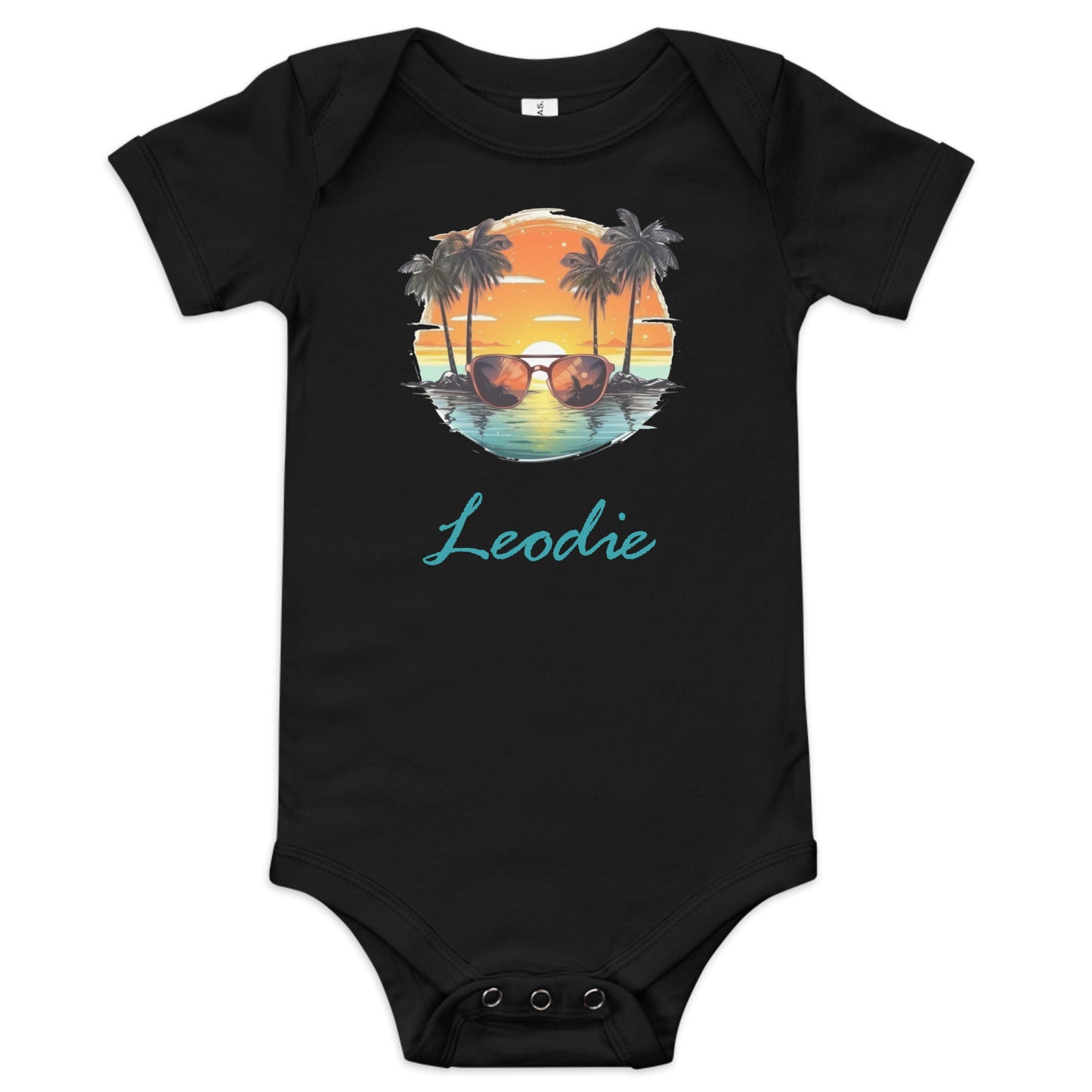 Leodie Tangerine Sunset Baby Onesie Black