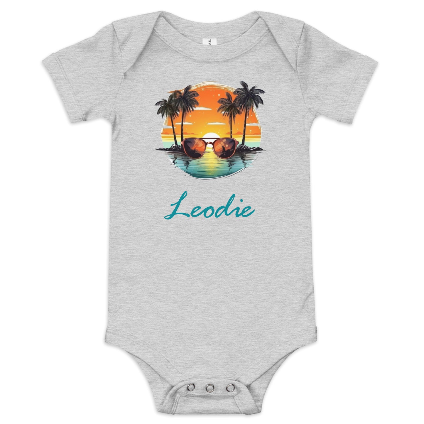 Leodie Tangerine Sunset Baby Onesie Grey