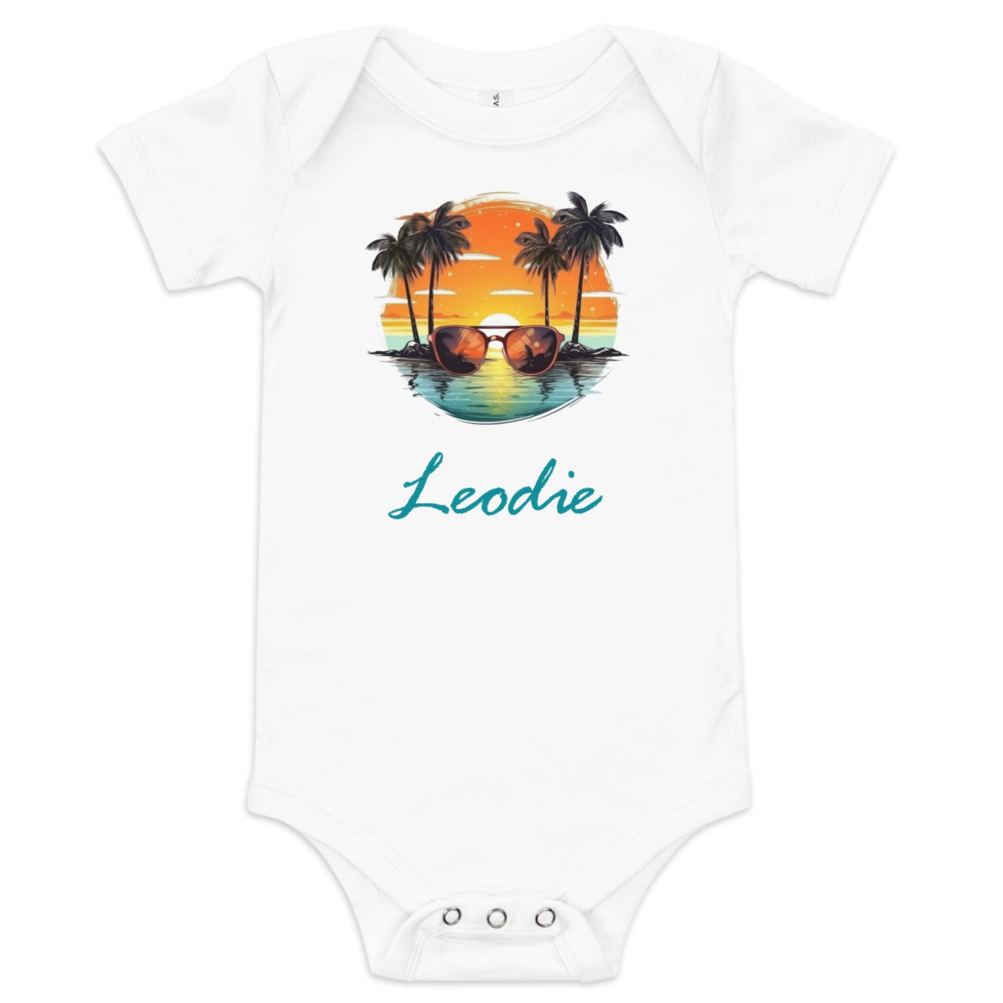 Leodie Tangerine Sunset Baby Onesie White