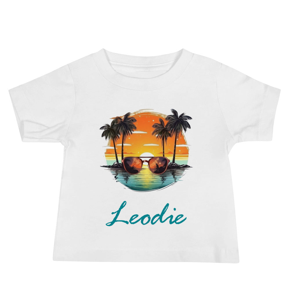 Leodie Tangerine Sunset Baby Tee White