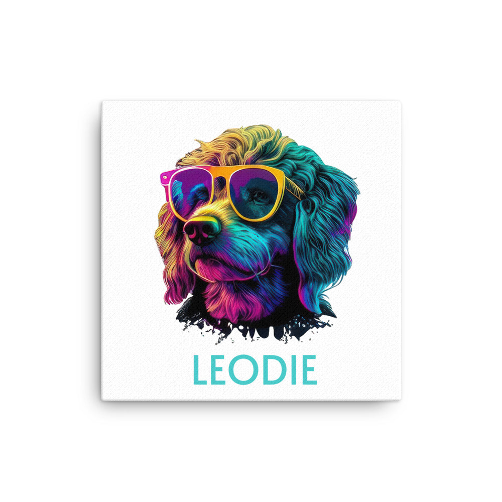 Customizable Vaporwave Labradoodle Thin Canvas Print