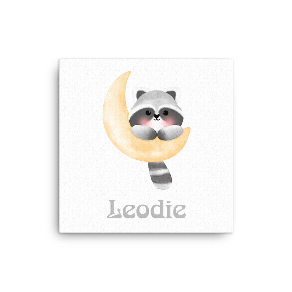 Sweet Racoon Moon Thin Canvas Print