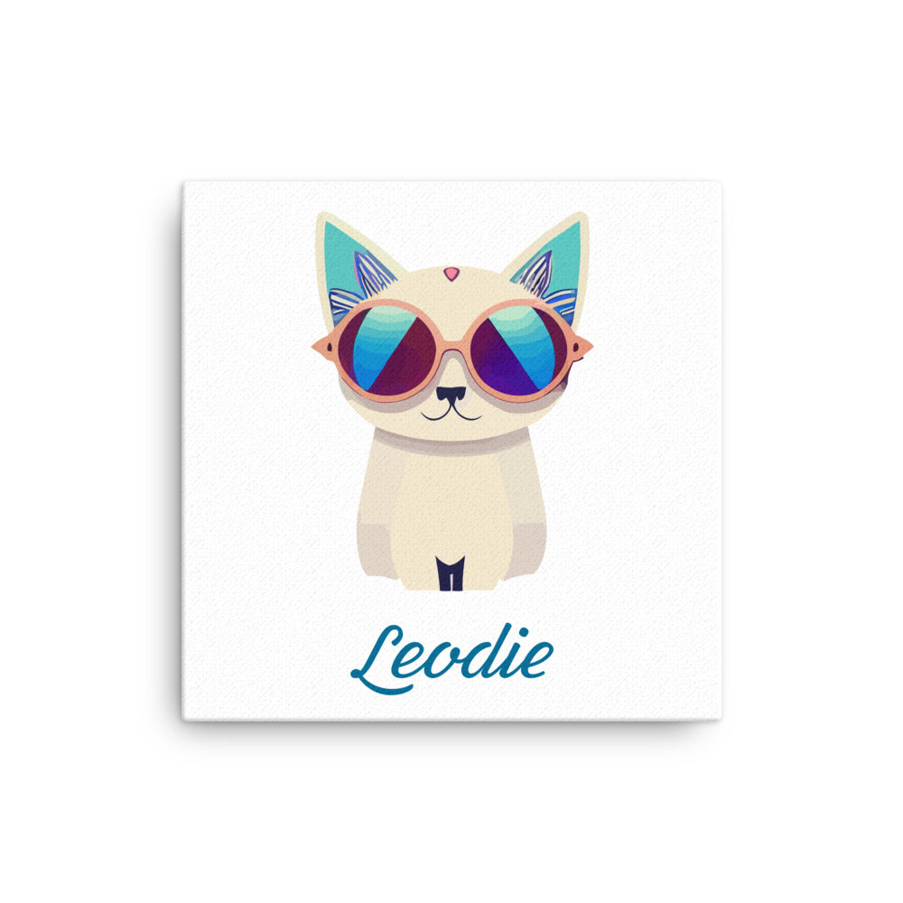 Retro Cool Kitty With Sunglasses Thin Canvas Print