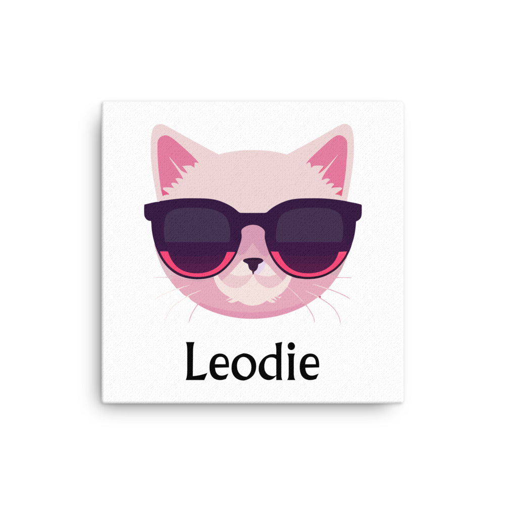 Pink Retro Cat With Sunglasses Thin Canvas Print