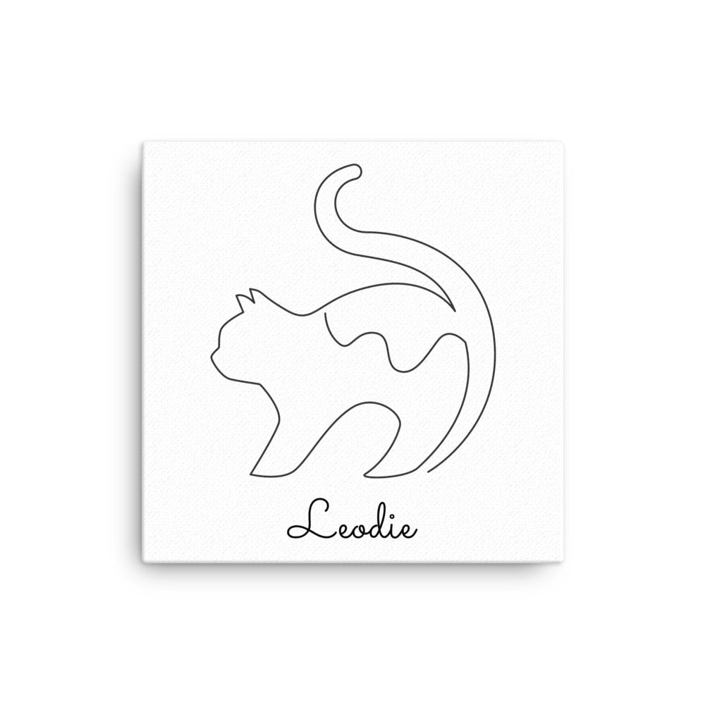 Stretch Cat Line Art Thin Canvas Print