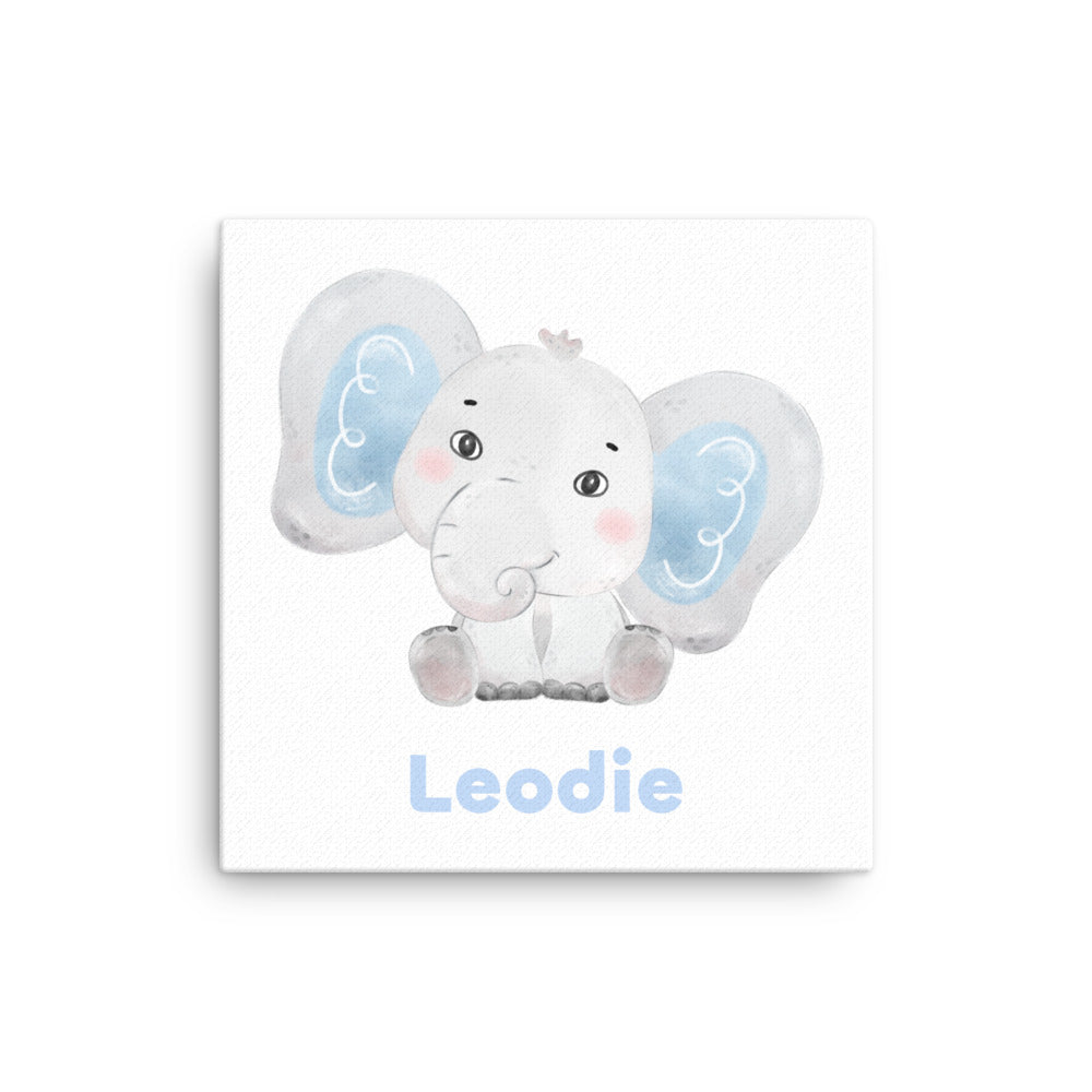 Happy Blue Elephant Thin Canvas Print