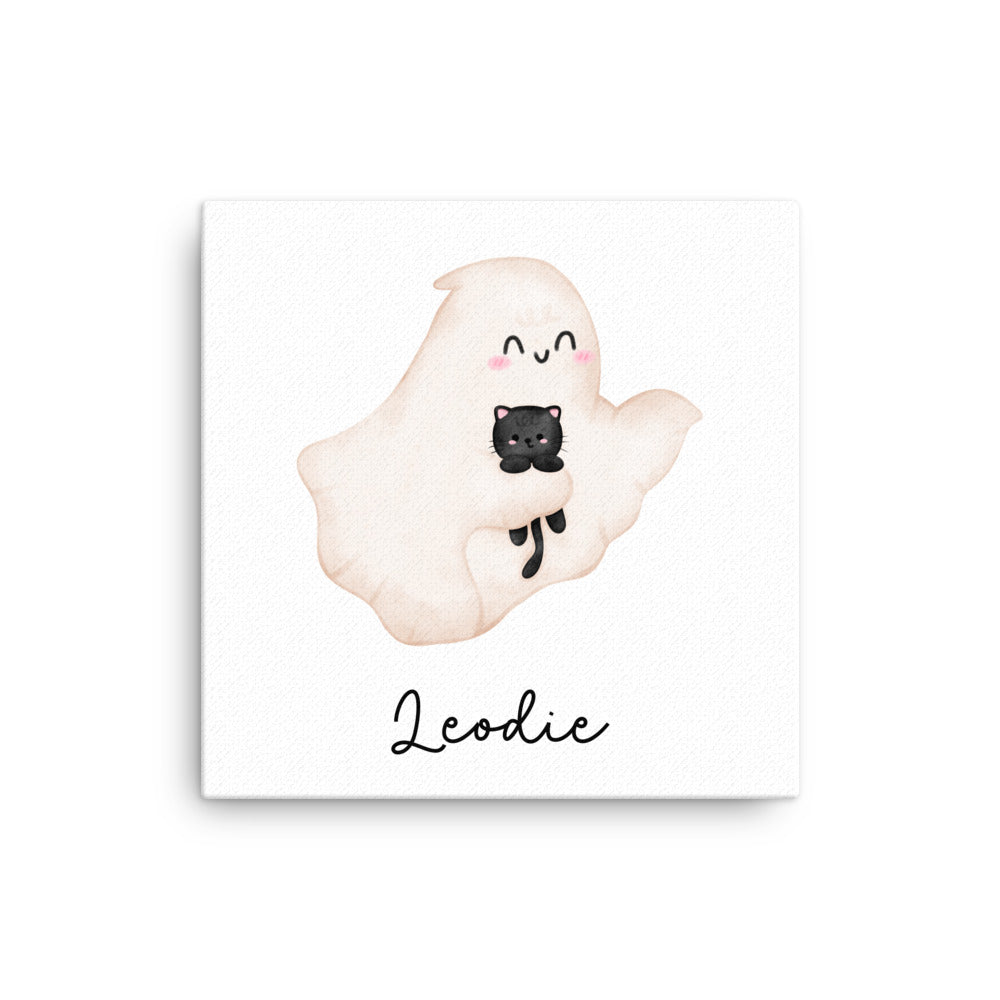 Ghost and Cat Best Friends Thin Canvas Print
