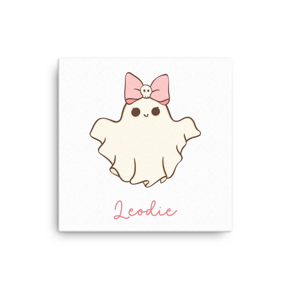 Ghost With Skull Bow Thin Canvas Print
