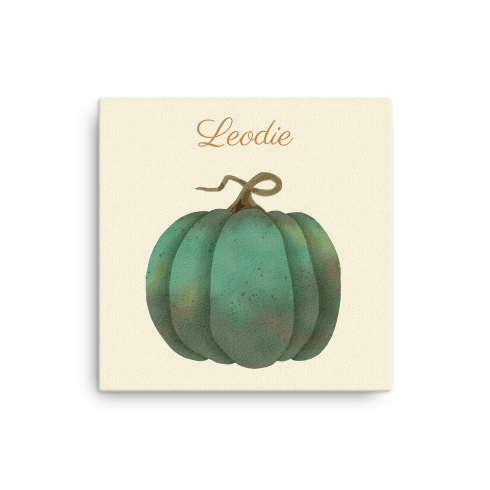 Autumn Teal Pumpkin Canvas Print