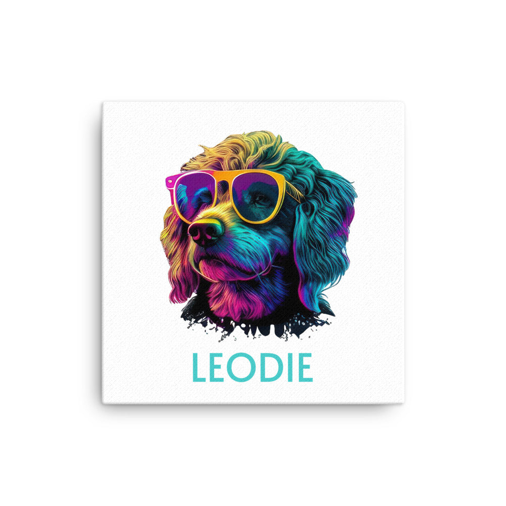Customizable Vaporwave Labradoodle Thin Canvas Print