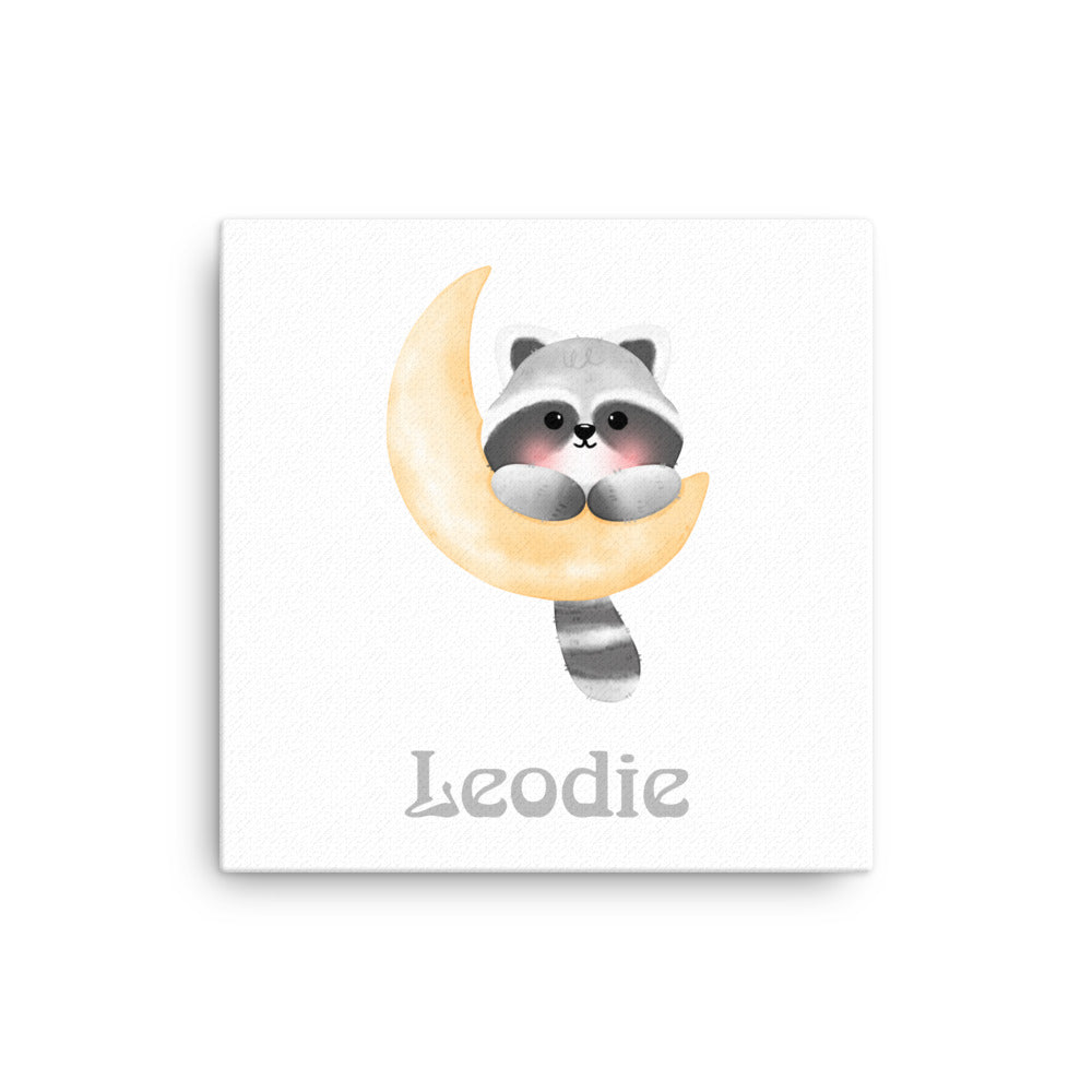 Sweet Racoon Moon Thin Canvas Print