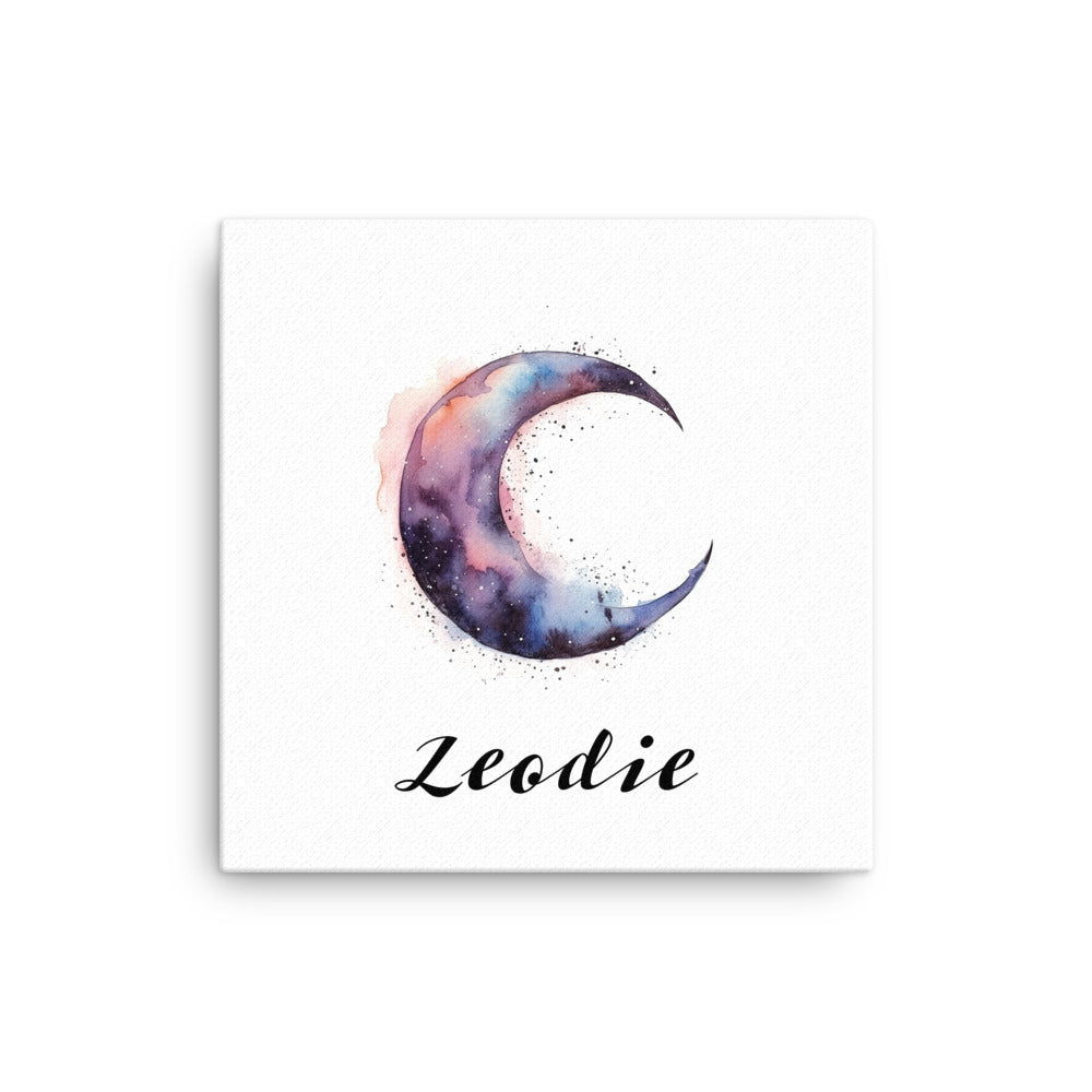 Moody Watercolor Crescent Moon Thin Canvas Print