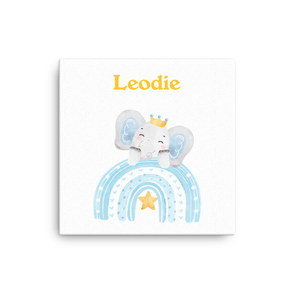 Elephant Prince Rainbow Thin Canvas Print