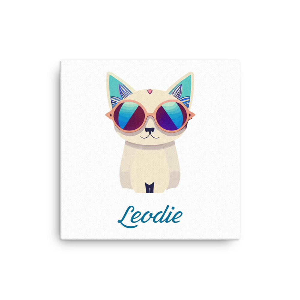 Retro Cool Kitty With Sunglasses Thin Canvas Print
