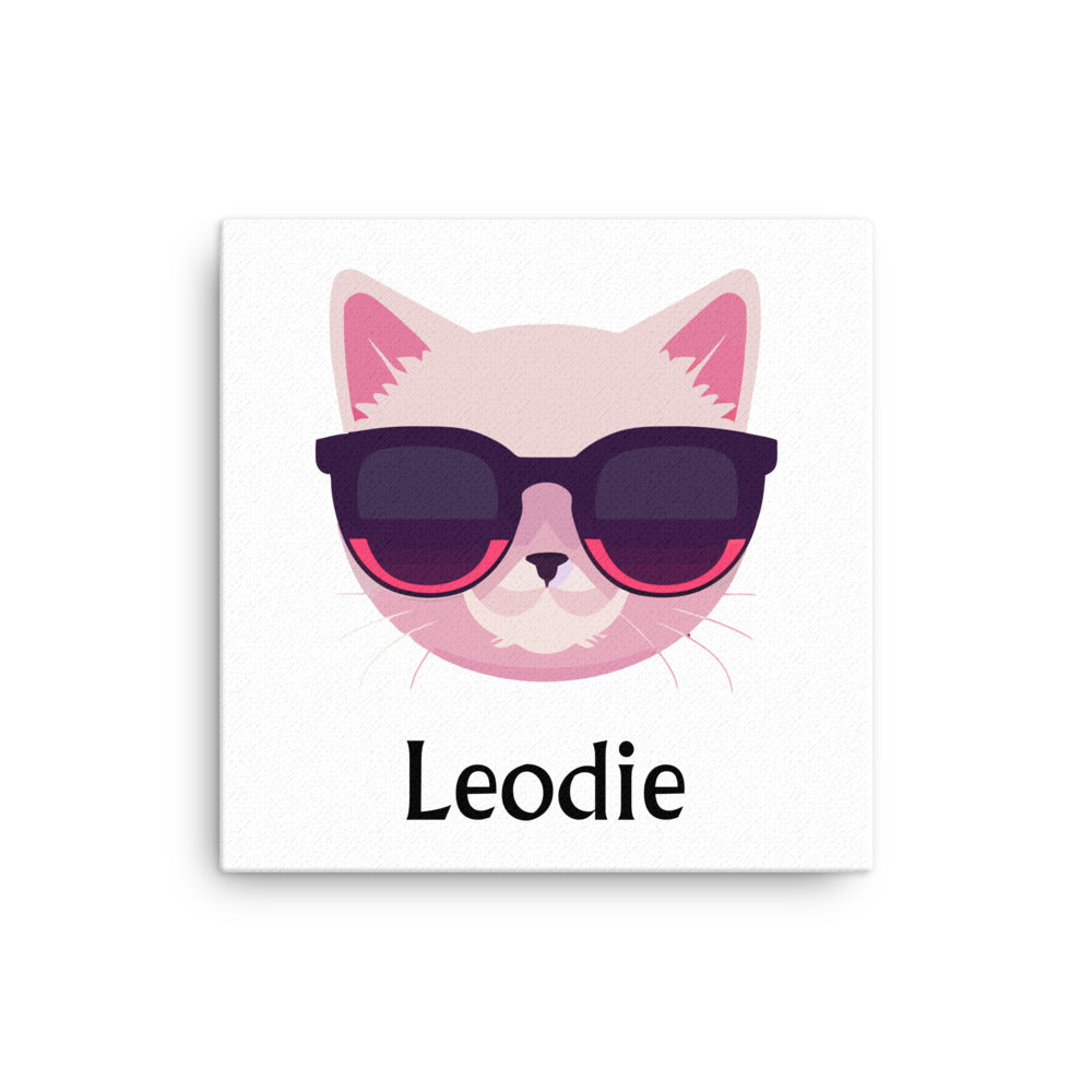 Pink Retro Cat With Sunglasses Thin Canvas Print