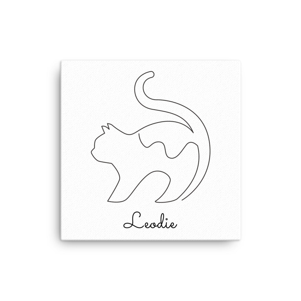 Stretch Cat Line Art Thin Canvas Print